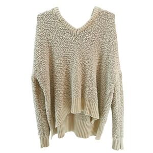 POL Cozy Boho Knubby Textured Chenille Hooded‎ Sweater • XL • cream